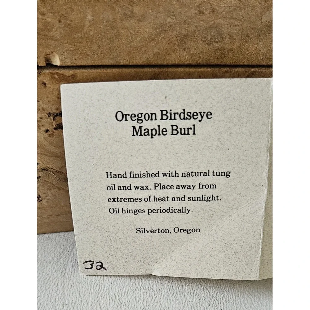 Michael Elkan Oregon Birdseye Maple Burl Box Handmade Wood Trinket Box Art Waxed